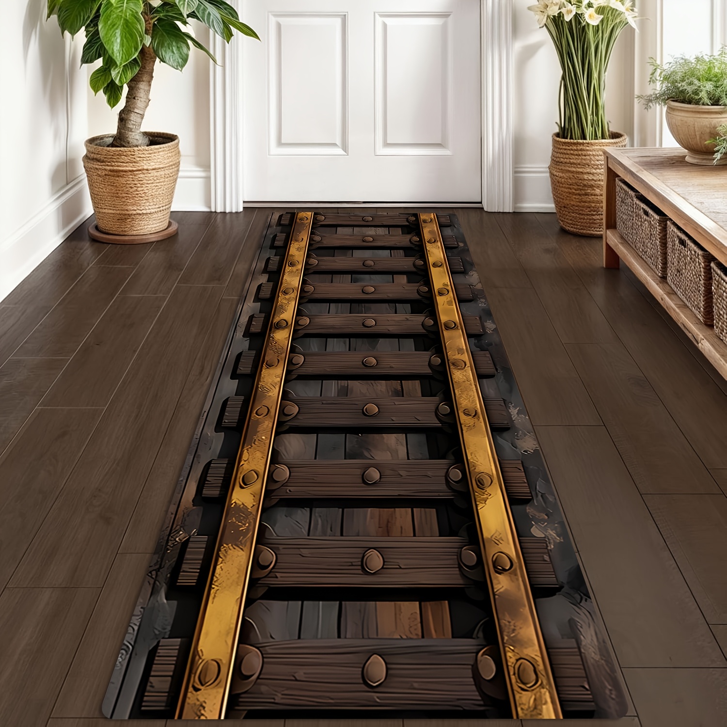 Commercial Printing Supplies - Vintage Train Track Print Long Runner