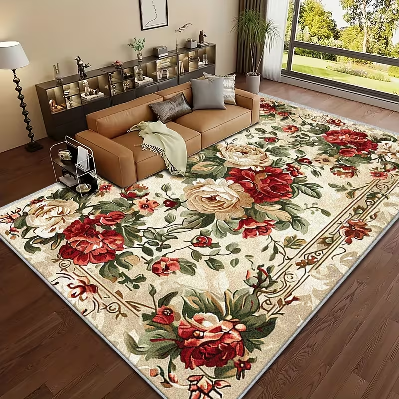 Commercial Printing Supplies - Persian Style Floral Printed Carpet Rose