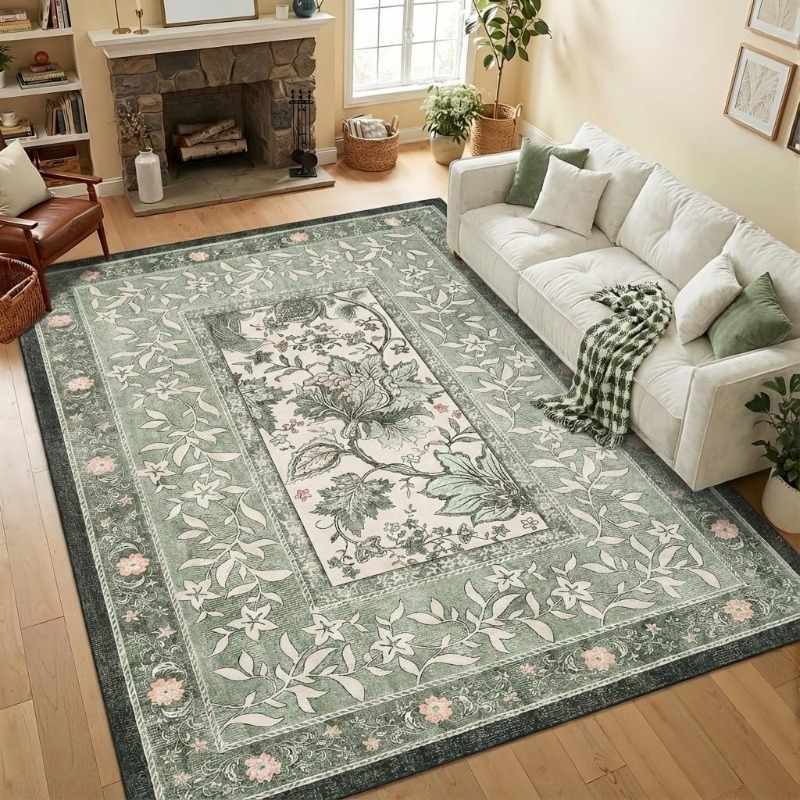 Retro Plant Print Carpet for L - Printing On Commercial ulasan dan harga