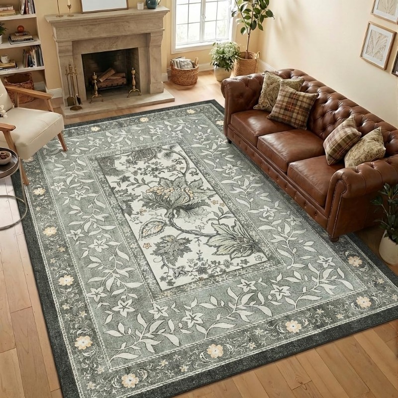 Retro Plant Print Carpet for L - Printing On Commercial ulasan dan harga